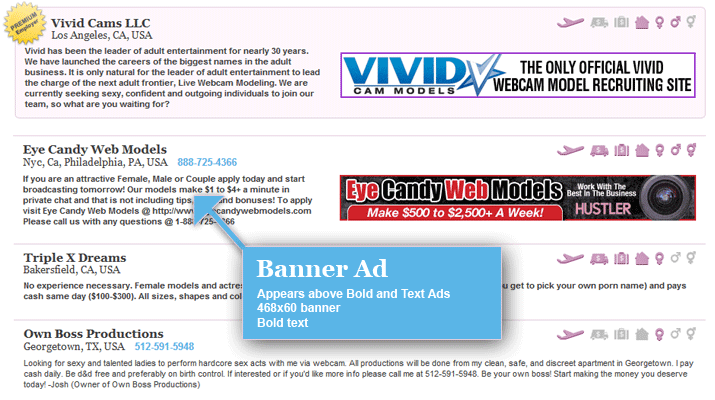 Bold Ad: Appears above Text ads, Bold text, No banner.